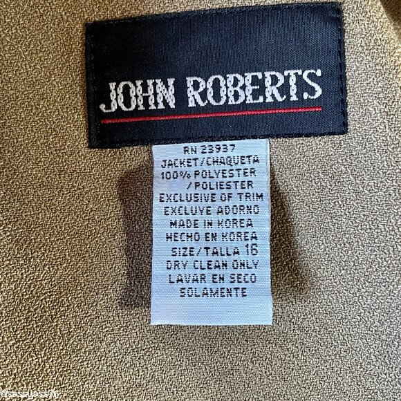 ⭐️HP⭐️VTG▪️JOHN ROBERTS▪️Tan Lightweight Tailored Coat Attached Paisley Scarf - Picture 6 of 6